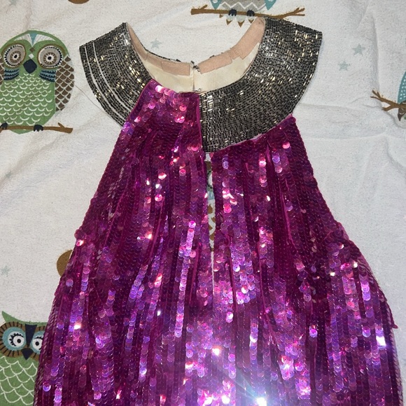 A.J. BARI 80s vintage pink sequin halter dress. 100% silk lining. - Picture 4 of 5